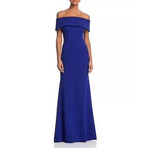 Aqua Off-the-Shoulder‎ Crepe Gown Bridesmaid Formal Dress Marine Blue 0